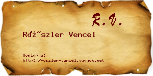 Röszler Vencel névjegykártya